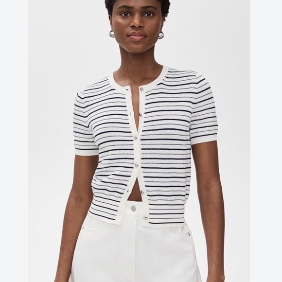 rag & bone Sweaters - Rag & Bone Dina Stripe Cardigan Short Sleeve Small